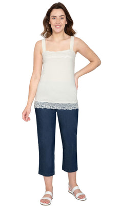 Women's Lace Trim Sleeveless Cotton Blend Tank Top-Brandy Journey
