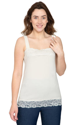 Women's Lace Trim Sleeveless Cotton Blend Tank Top-Brandy Journey