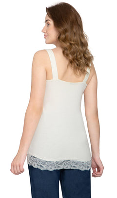 Women's Lace Trim Sleeveless Cotton Blend Tank Top-Brandy Journey