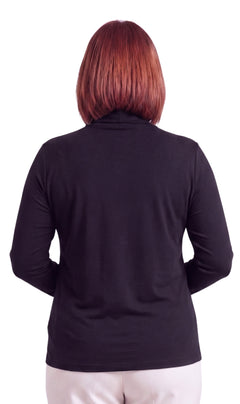Women's Long Sleeve Relaxed Fit Turtleneck Top-Brandy Journey