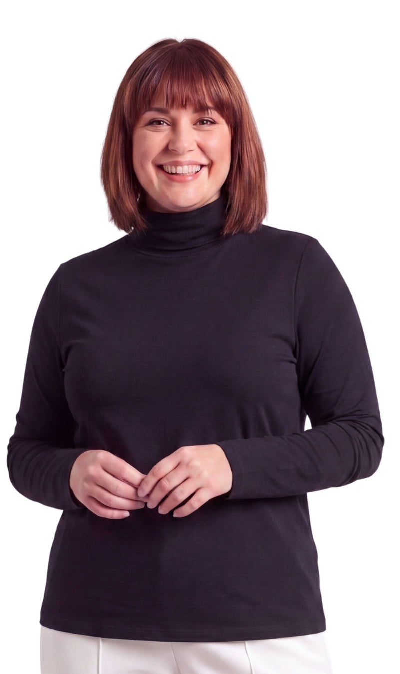Women's Long Sleeve Relaxed Fit Turtleneck Top-Brandy Journey