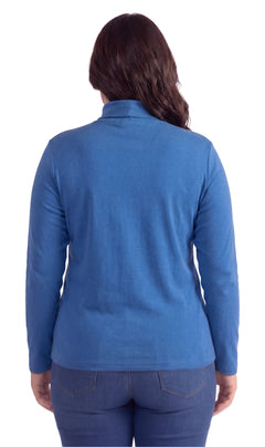 Women's Long Sleeve Relaxed Fit Turtleneck Top-Brandy Journey