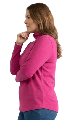 Women's Long Sleeve Relaxed Fit Turtleneck Top-Brandy Journey