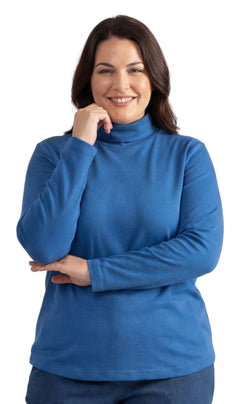 Women's Long Sleeve Relaxed Fit Turtleneck Top-Brandy Journey