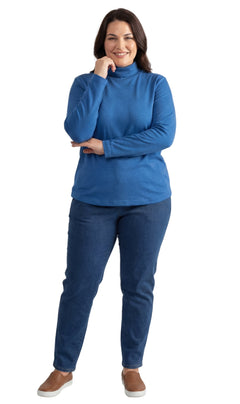 Women's Long Sleeve Relaxed Fit Turtleneck Top-Brandy Journey