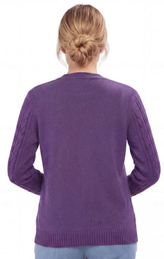 Women's Classic Button Front Cable Knit Cardigan — Soft Acrylic