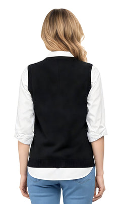 Women's Cable Knit Cardigan Sweater Vest — Button Front