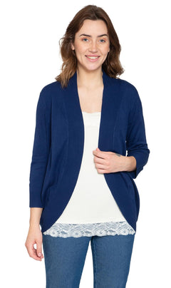 Women's Open Front Curved Hem Cardigan — Cashmere-Like Soft Knit