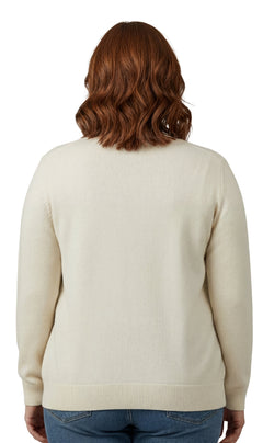 Women's Button Front Cardigan Crewneck Sweater with Pockets — Cotton Soft