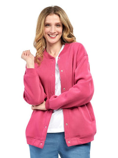 Women's Snap Up Jacket with Stand Collar and Patch Pockets