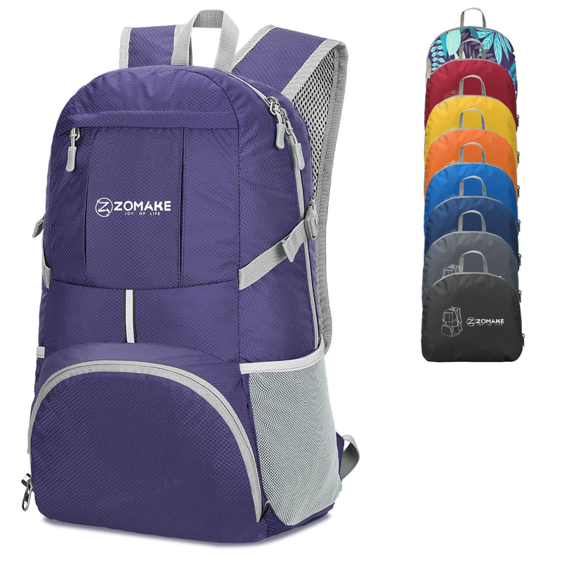 ZOMAKE Packable Hiking Backpack Water Resistant 35L Lightweight Foldable Backpacks Daypack for Outdoor Hiking Women Men(Purple)