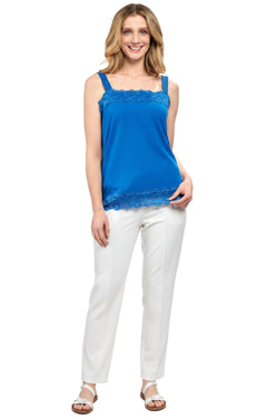 Women's Lace Trim Sleeveless Cotton Blend Tank Top-Brandy Journey