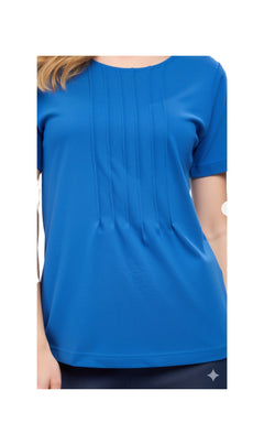 Women's Short Sleeve Pintuck Scoop Neck T-Shirt — 100% Cotton Knit