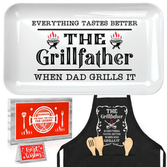 Gifts for Dad from Daughter Son Personalized Dad Christmas Gifts Grilling Platter Apron Gift Funny Dad Birthday Gifts Dad Gifts Fathers Day Grilling Gifts BBQ Serving Tray-The Grillfather Dad Plate