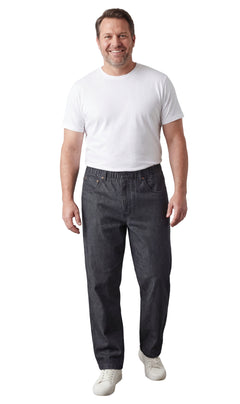 Men's Pull-On Denim and Twill Pants — Elastic Waist Easy Fit
