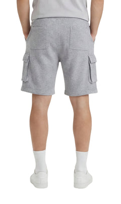 Men's Fleece Cargo Shorts — Elastic Waist Multi-Pocket Sweat Shorts