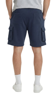 Men's Fleece Cargo Shorts — Elastic Waist Multi-Pocket Sweat Shorts