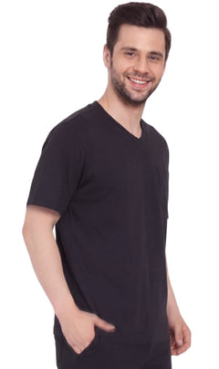 Men's Heavyweight Short Sleeve V-Neck T-Shirt with Chest Pocket