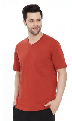 Men's Heavyweight Short Sleeve V-Neck T-Shirt with Chest Pocket