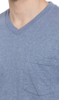Men's Heavyweight Short Sleeve V-Neck T-Shirt with Chest Pocket