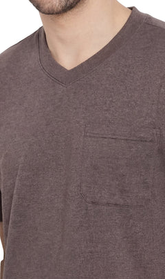 Men's Heavyweight Short Sleeve V-Neck T-Shirt with Chest Pocket