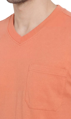 Men's Heavyweight Short Sleeve V-Neck T-Shirt with Chest Pocket