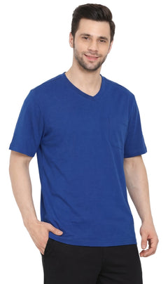 Men's Heavyweight Short Sleeve V-Neck T-Shirt with Chest Pocket