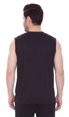 Men's Heavyweight Sleeveless Crew Neck T-Shirt with Chest Pocket