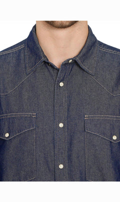 Men's Western Snap Button Shirt — Denim and Twill with Stitched Yoke