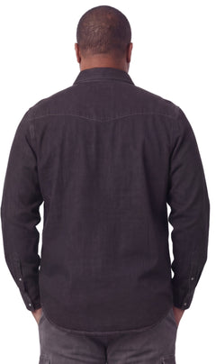 Men's Western Snap Button Shirt — Denim and Twill with Stitched Yoke