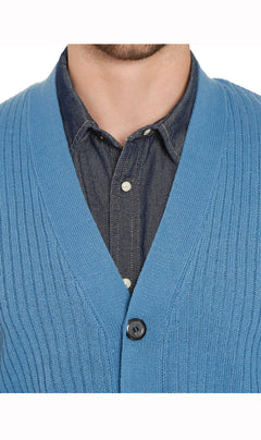 Men's Button Front Rib Knit Sweater Vest with Pockets — Relaxed Fit