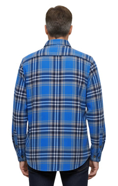 Men's Heathered Fleece Overshirt with Chest Pockets — Button Front