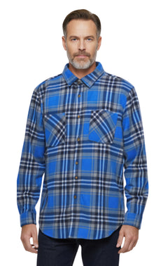 Men's Heathered Fleece Overshirt with Chest Pockets — Button Front