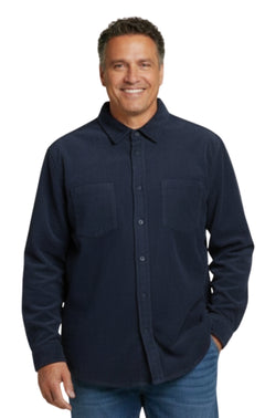 Men's Heathered Fleece Overshirt with Chest Pockets — Button Front