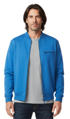 Men's Zip-Up Baseball Fleece Jacket — Lightweight Cotton Blend