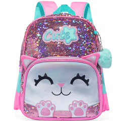 MYHSBYO Cute Cat Toddler Backpacks for Girls 2-4 Kids Preschool Backpacks for Girls Pink Kindergarten Backpack Ages 2-4 Mini Small Backpack Little Girl Back to School Supplies