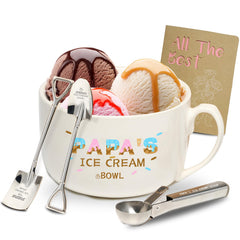 EUUPS Papa Gifts for Christmas Stocking Stuffers Ice Cream Bowl and Scoop Shovel Dads Ice Cream Spoon - Dad Gifts from Daughter Son - Ideal Dad Fathers Day Birthday Gift