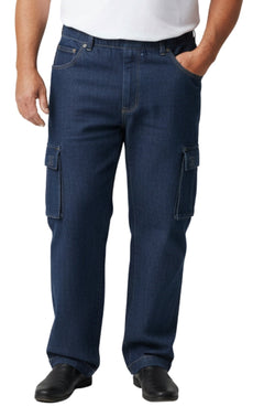 Men's Pull-On Jeans with Double Cargo Pockets — Lightweight Easy Fit