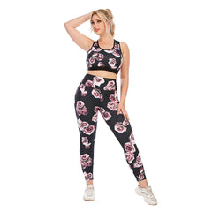 Plus Size Yoga Clothes Set with Sports Bra & Leggings