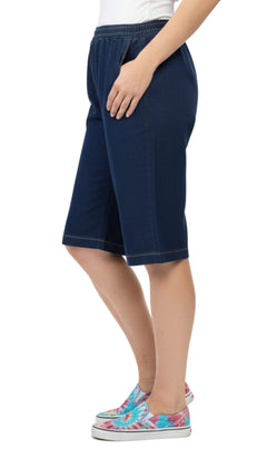 Women's Easy Pull-On Bermuda Shorts in Denim and Twill-Brandy Journey