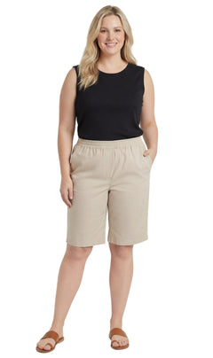Women's Easy Pull-On Bermuda Shorts in Denim and Twill-Brandy Journey