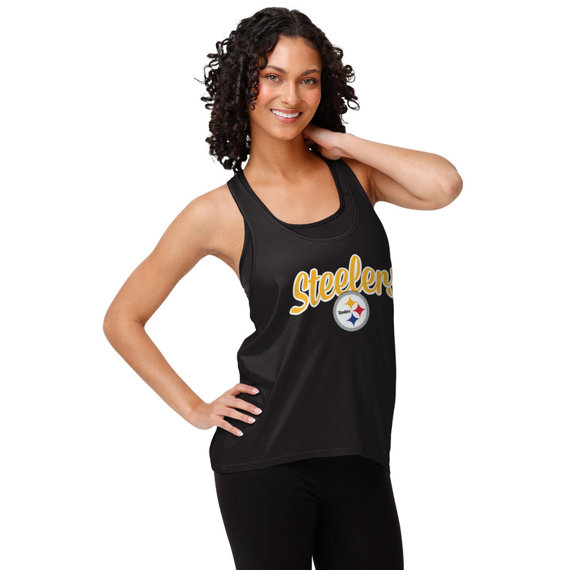FOCO Pittsburgh Steelers NFL Womens Wordmark Team Stripe Sleeveless Top - Medium