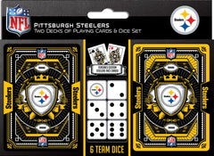 MasterPieces Game Day - NFL Pittsburgh Steelers 2-Pack Playing Cards & Dice Pack - Officially Licensed Set for Adults and Family