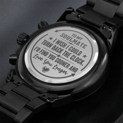 To My Soulmate Turn Back the Clock (Charcoal Black)  Men's Watch