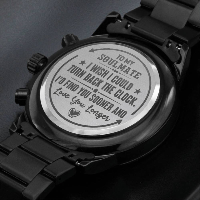 À mon âme sœur - Remonte le temps (noir charbon) – Montre homme