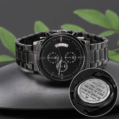 To My Soulmate Turn Back the Clock (Charcoal Black)  Men's Watch