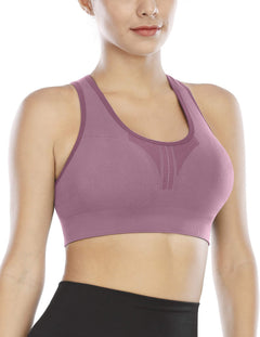 High-Impact Padded Sports Bras — Racerback Workout Set