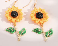 Korean Style Vintage Sunflower Flower Earrings