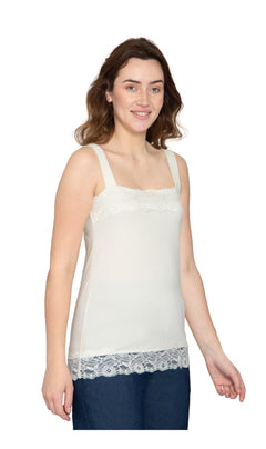 Women's Lace Trim Sleeveless Cotton Blend Tank Top