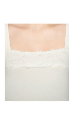 Women's Lace Trim Sleeveless Cotton Blend Tank Top